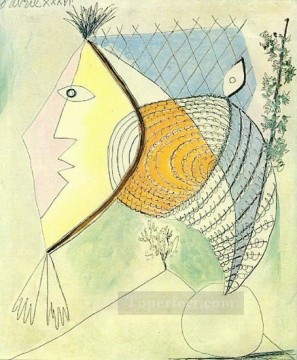 Pablo Picasso Painting - Personaje con concha Cabeza Mujer 1936 cubismo Pablo Picasso